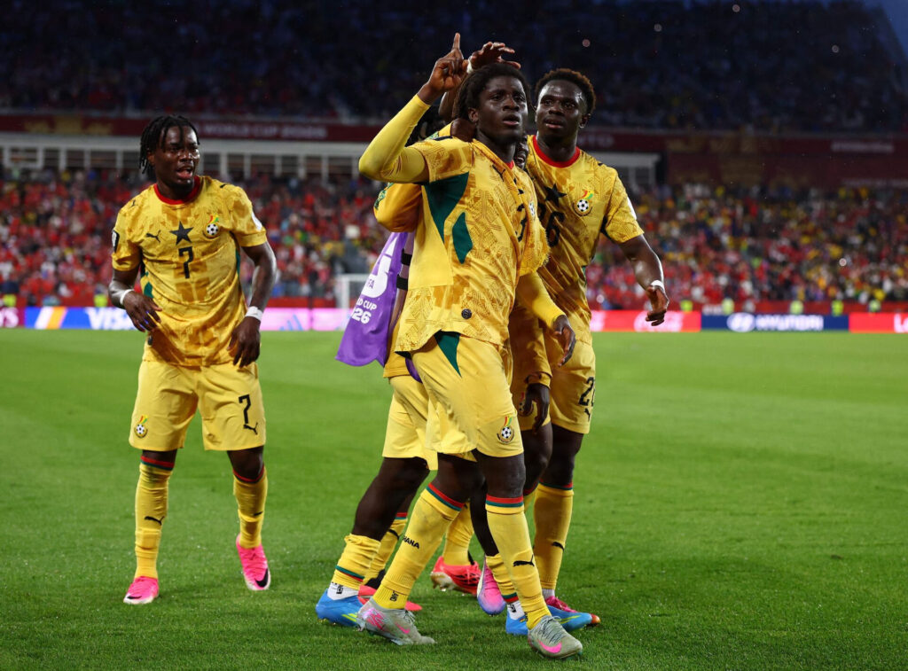 Caleb Yirenkyi jubler efter en scoring for Ghana.