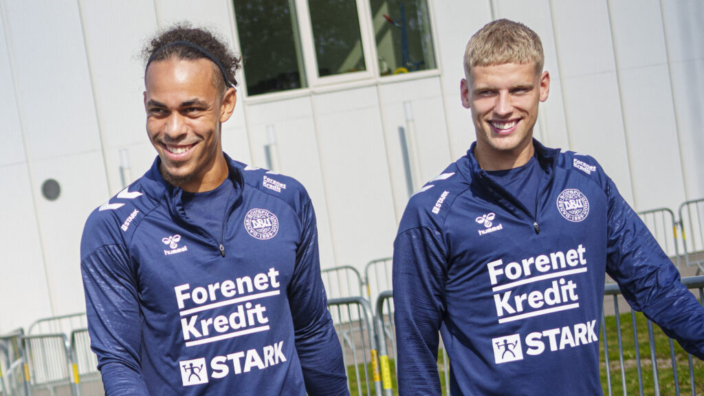 Yussuf Poulsen og Albert Grønbæk sammen i landsholdslejren.