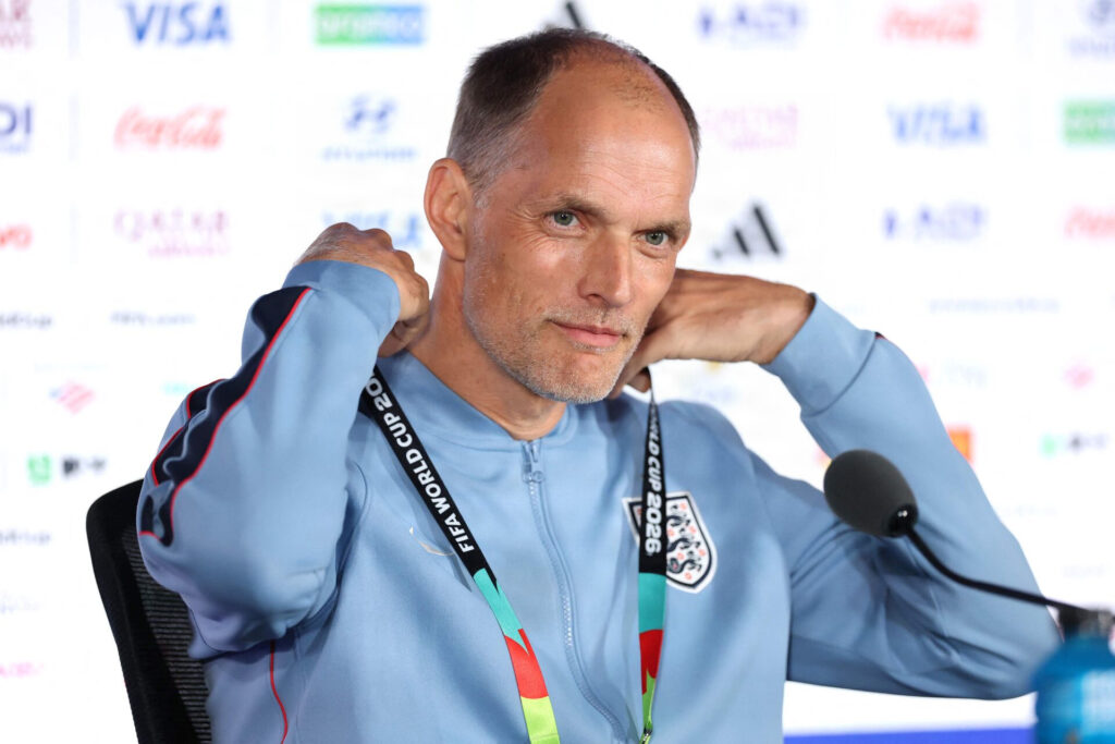 Thomas Tuchel til pressemøde forud for Englands opgør mod Argentina i semifinalen ved VM 2026.