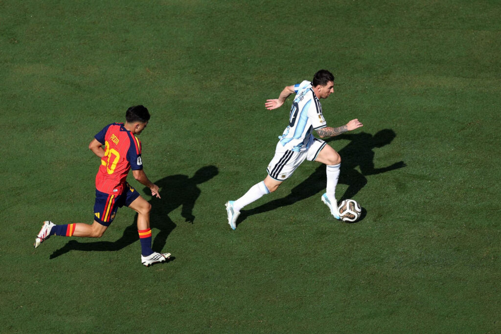 Lionel Messi i aktion for Argentina mod Spanien i VM-finalen den 19. juli 2026.