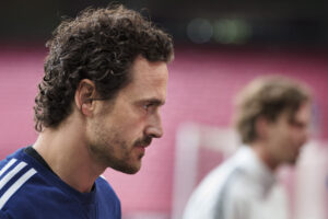 Thomas Delaney til pressemøde før pokalfinalen onsdag den 13. maj 2026.