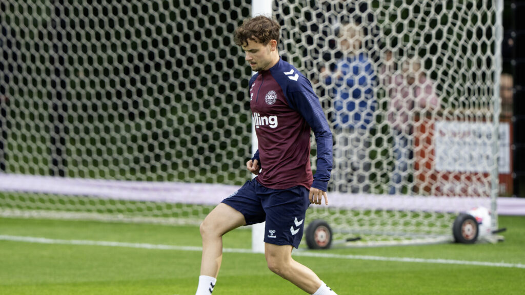 Jacob Trenskow til en træning med det danske A-landshold.