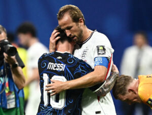 Harry Kane og Lionel Messi siger tak for kampen efter VM-semifinalen den 15. juli 2026.