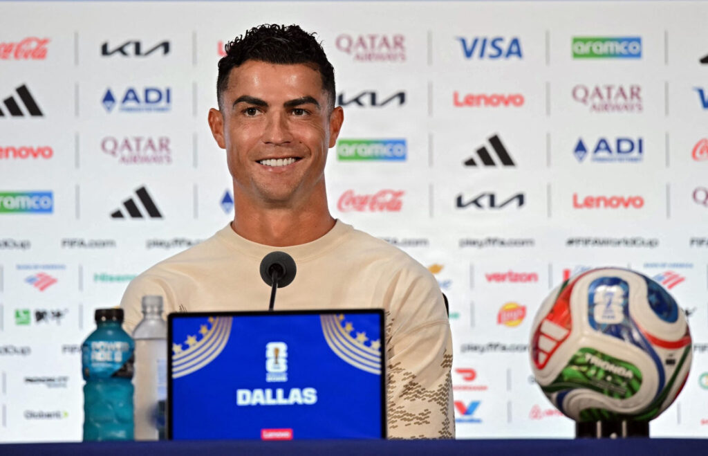 Cristiano Ronaldo til Portugals pressemøde 5. juli 2026.