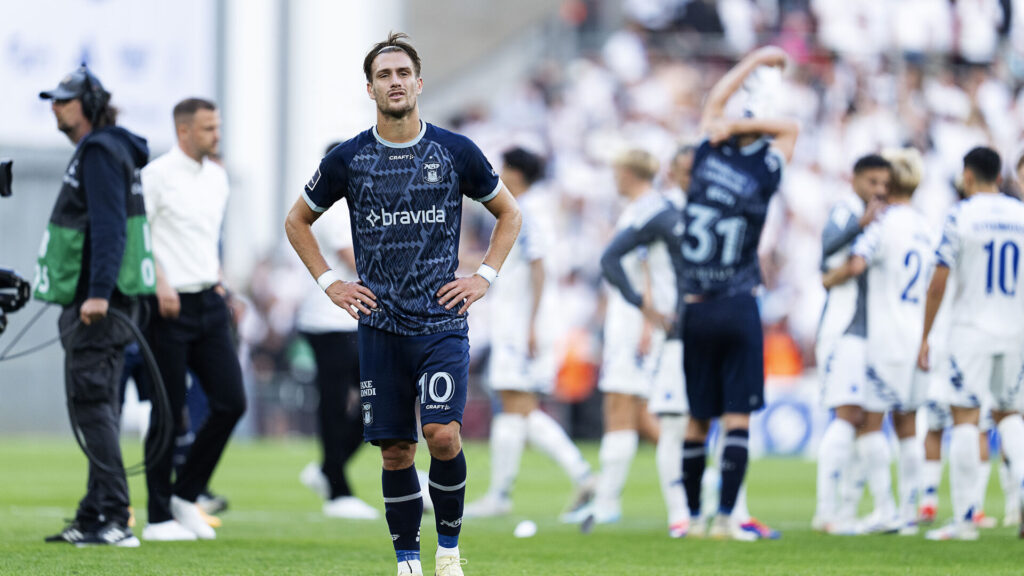 AGFs Sigurd Haugen efter superligakampen mellem FC København og AGF i Parken søndag den 28. juli 2024