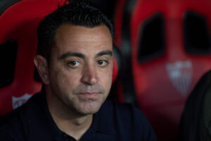 Xavi under en kamp i spidsen for FC Barcelona.