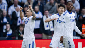 FC Københavns Jordan Larsson fejrer en scoring