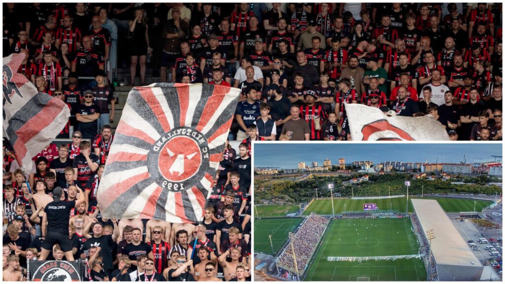 FC Midtjyllands fans med Rijekas vanvittige stadion.