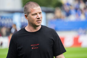 Mike Tullberg under en kamp i spidsen for FC Midtjylland mod Lyngby.