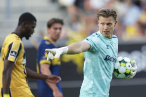 Patrick Pentz for Brøndby under Superligakampen mellem AC Horsens og Brøndby den 9. august 2026.