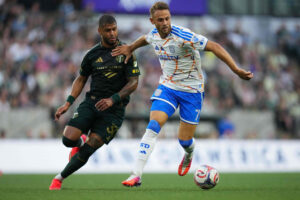 Marcus Ingvartsen i aktion for San Diego i MLS mod Portland Timbers.