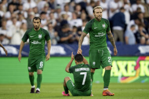 Sabah spillere under kampen mod AGF