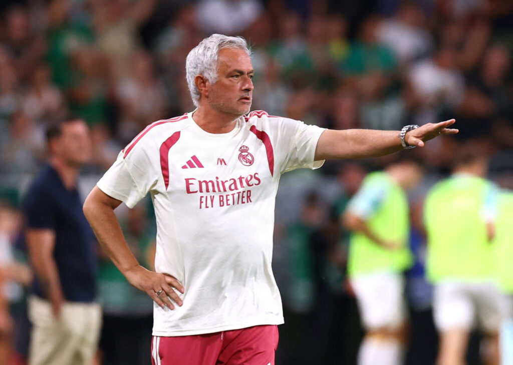 Jose Mourinho under en træningskamp mellem Real Madrid og Ferencvaros den 8. august 2026.