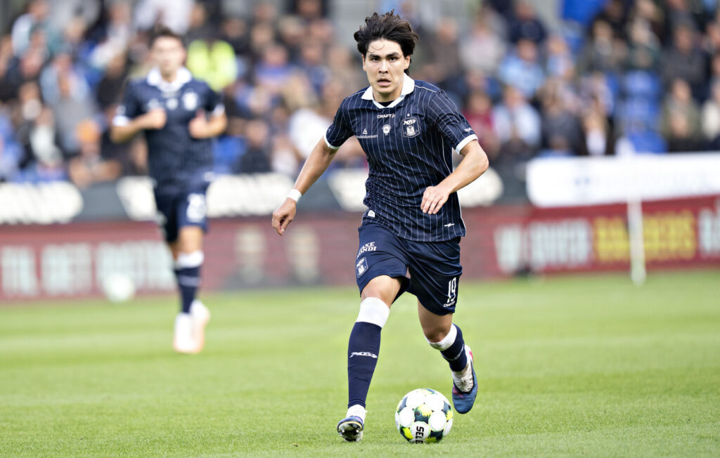 Eric Kahl i Superligakampen mellem Randers FC og AGF den 30. august 2026.