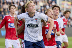Tobias Bech for AGF under Superligaopgøret mod Silkeborg på Ceres Park den 5. september 2026.