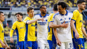 Brøndby's Mads Frøkjær, Bartosz Slisz Marko Divkovic og FCK's Thomas Delaney Mathias Zanka Jørgensen