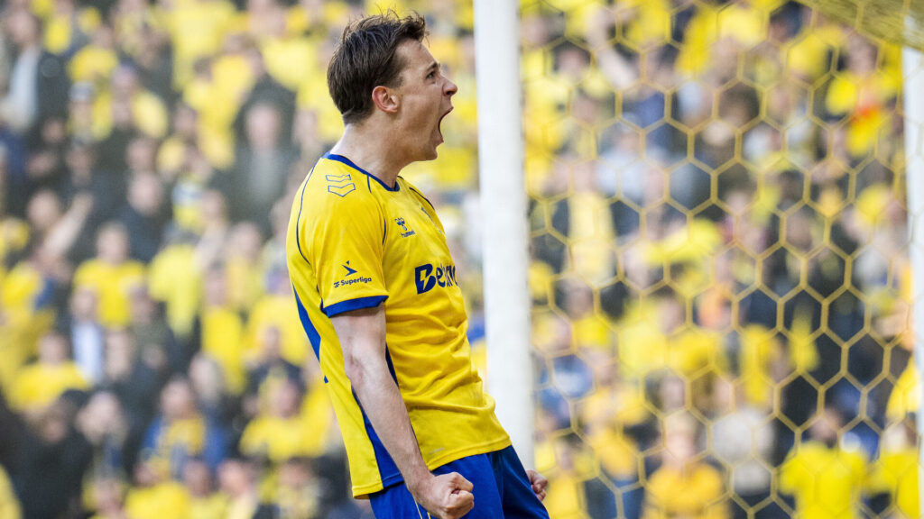 Mads Frøkjær fejrer en scoring for Brøndby IF