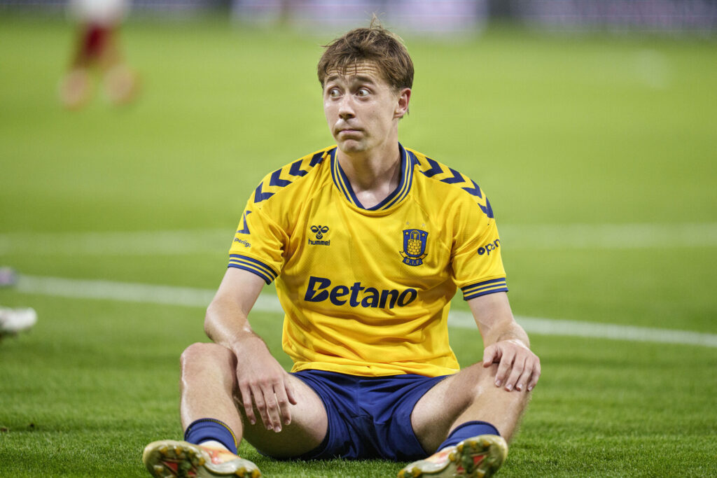 Mads Frøkjær under Superligakampen mellem Brøndby og Silkeborg på Brøndby Stadion den 24. august 2026.