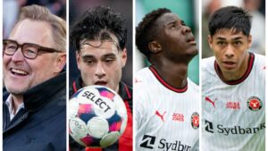 Claus Steinlein og tre af de store profiler, som han og FCM har solgt denne sommer