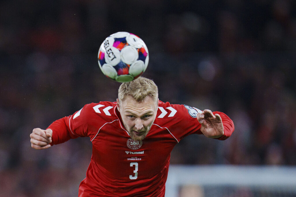 Victor Nelsson i aktion for det danske landshold.