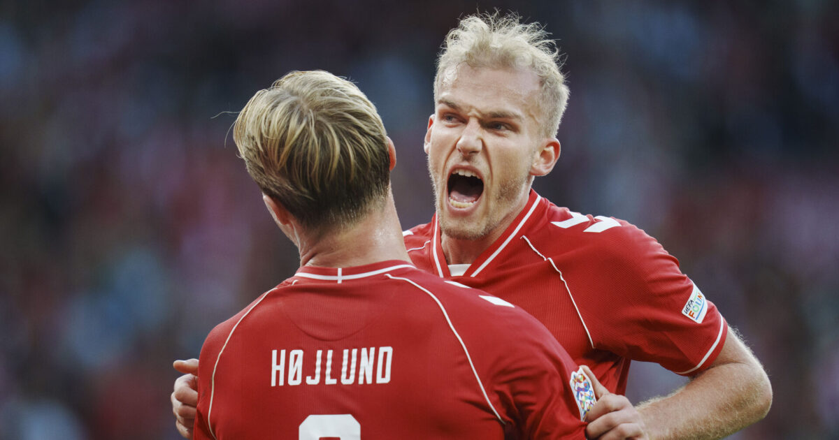 Lykkelig målscorer pointerer: Én sejr er ikke nok Foto: Liselotte Sabroe/Ritzau Scanpix