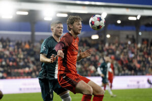 Eskild Dall i aktion for FC Fredericia mod Vejle Boldklub.