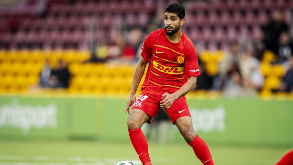 Ibrahim Adel for FC Nordsjælland i en kamp mod AGF