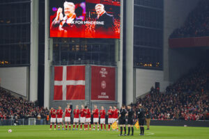De danske spillere inden landskamp.