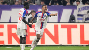 Noah Nartey efter at have scoret for LYON