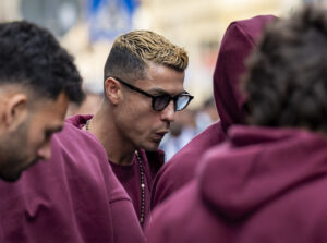 Cristiano Ronaldo ankommet til Parken.