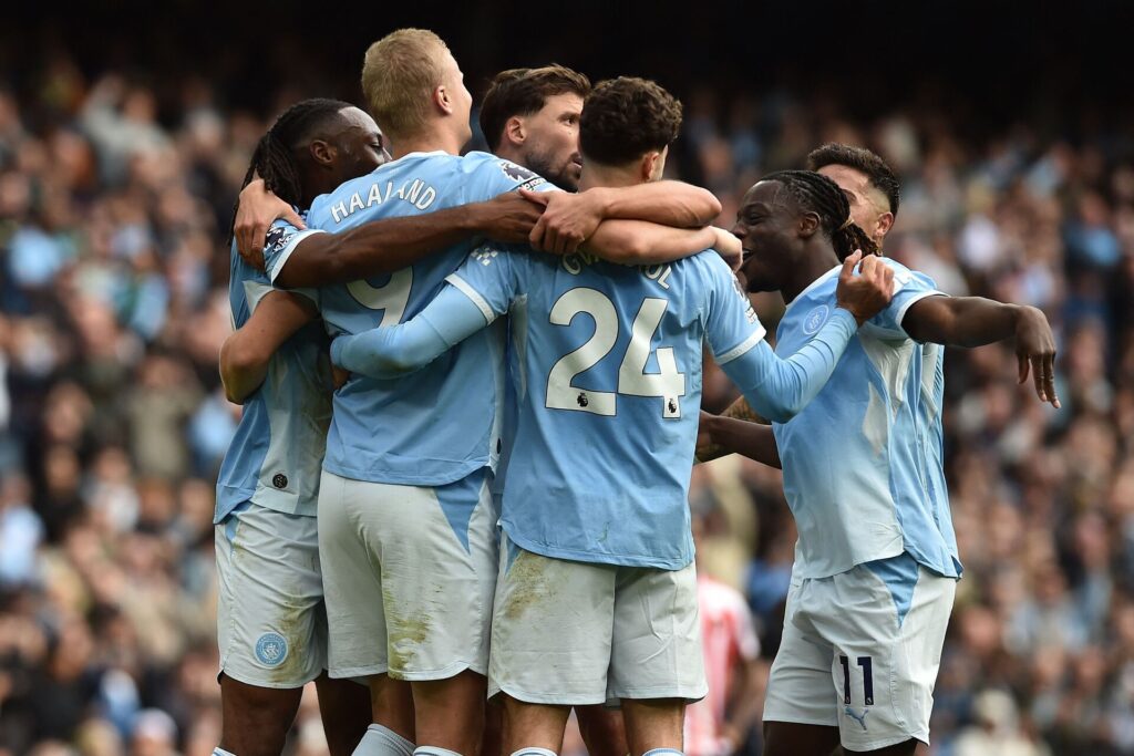 Manchester Citys spillere jubler vildt.