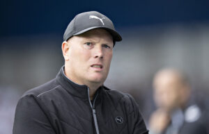 Rasmus Bertelsen under Randers' kamp mod AGF.