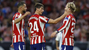 Morten Hjulmand, David Hancko og Robin Le Normand for Atlético Madrid