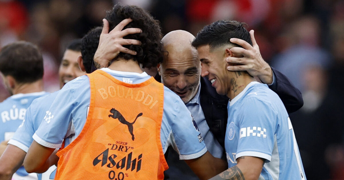 Enzo Maresca med ét stort smil: Happy Erling, happy City Foto: Ritzau Scanpix/REUTERS