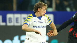 Oliver Sørensen i aktion mod AC Milan i sidste sæson