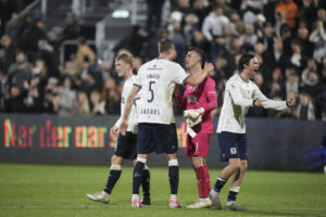 AGF's spillere jubler efter sejren over Sønderjyske.