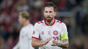Pierre-Emile Højbjerg i aktion for det danske landshold