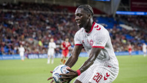 Mohamed Daramy i aktion for Danmark.