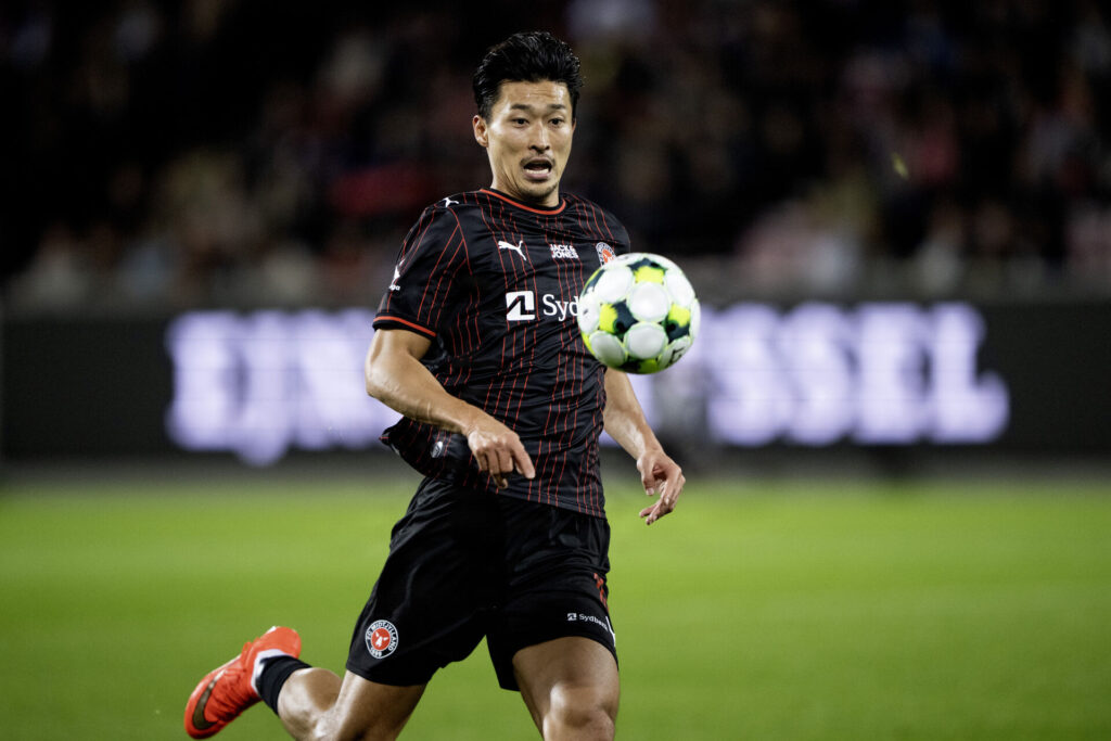 Cho Gue-Sung i aktion unde Superligakampen mellem FC Midtjylland og Brøndby IF den 14. september 2026.