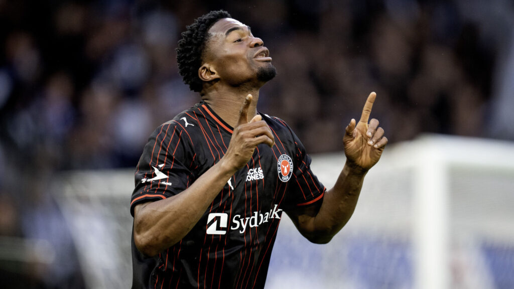 Friday Etim efter sin scoring mod FCK