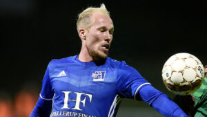 Mikkel Rygaard i aktion for Lyngby Boldklub.