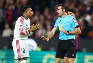 Kylian Mbappé i kampen mod FC Barcelona.
