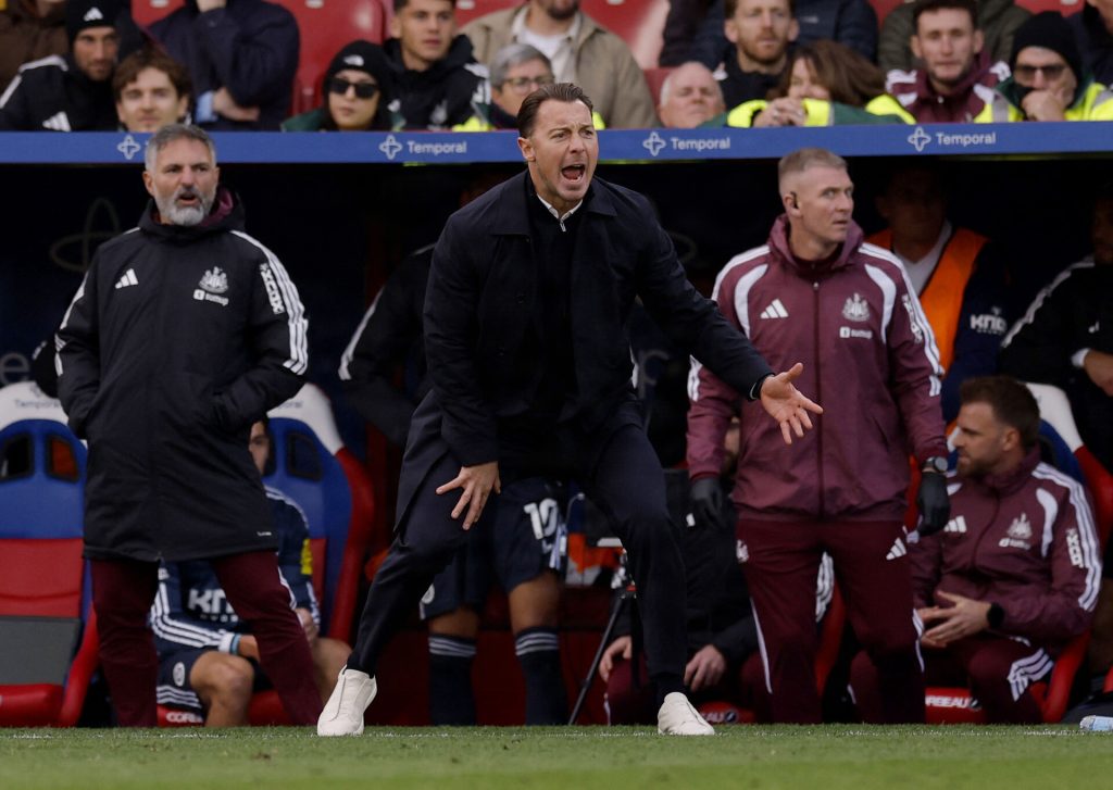 Matthias Jaissle under Newcastles kamp mod Crystal Palace på Selhurst Park den 25. oktober 2026.